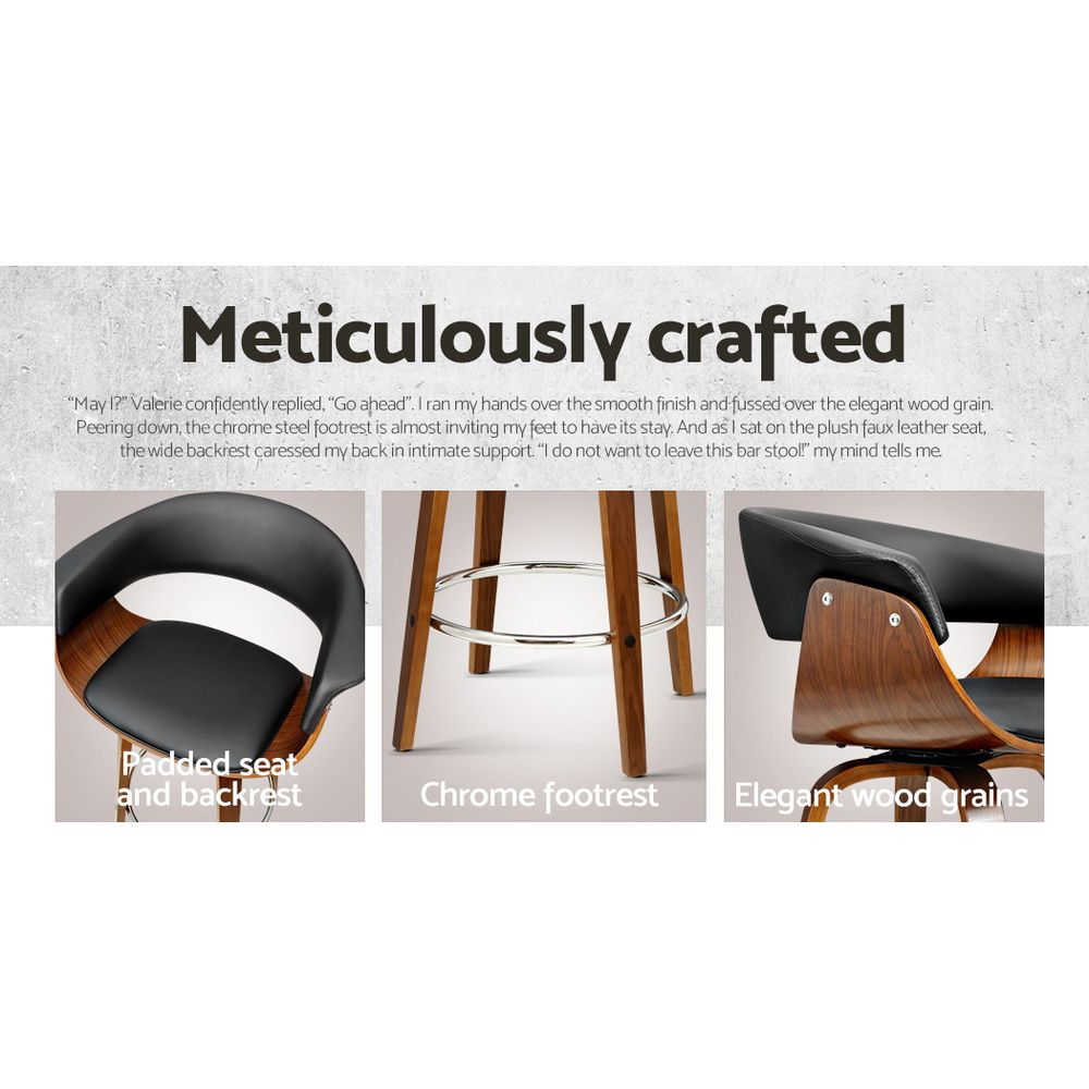 Artiss Bar Stools Set of 3 Kitchen Wooden Bar Stool Dining Chair 65cm — image 5