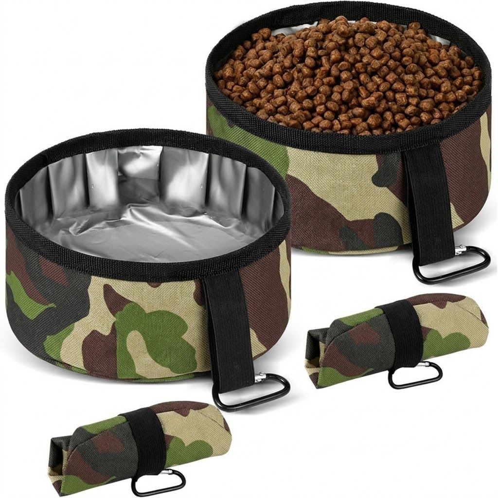 Durable Oxford Fabric Collapsible Dog Bowl, Portable Foldable Pet Food and Water Container for Outdoor Adventures, Camping, and Daily Walks with Convenient