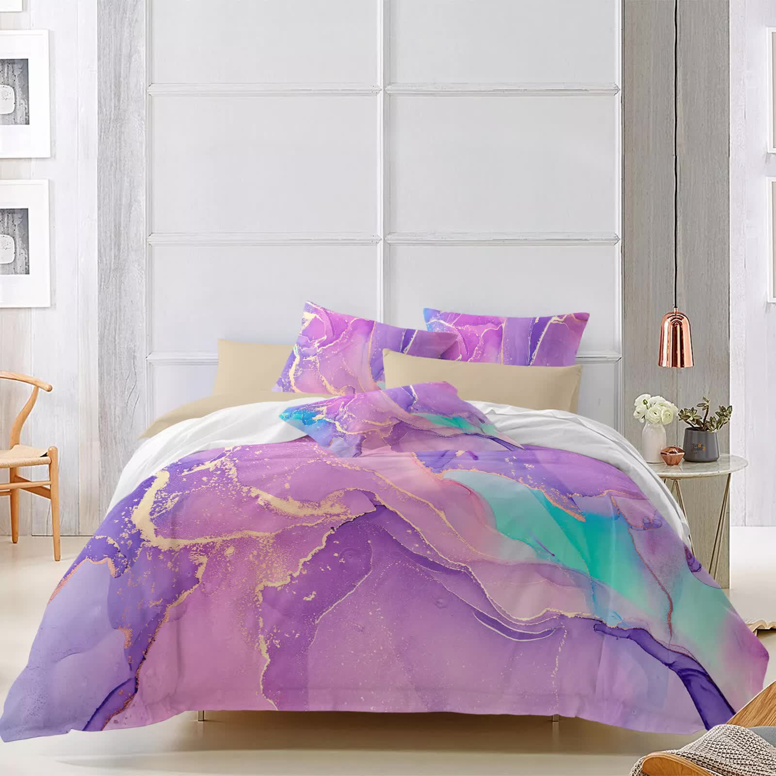 Modern Stripes Duvet Cover Set - Wrinkle-Resistant Material-Double — image 2