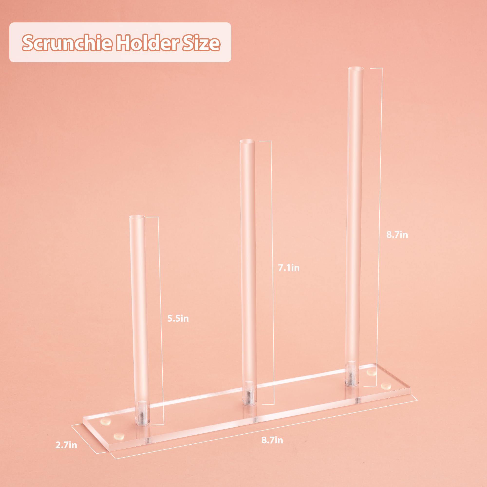 3-Tiers Acrylic Scrunchie Holder Stand, Clear Hair Tie Organizer Storage for Women Teen Girls Gifts Scrunchy Hair Organizer — image 4