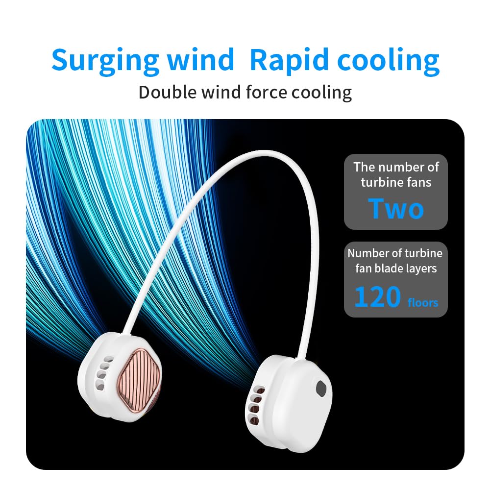 Portable Neck Fan with 5-Speed Adjustable Cooling – Lightweight Rechargeable Bladeless Fan for Travel, Outdoor, Gym, Office Use – Ultra-Quiet & Foldable — image 5