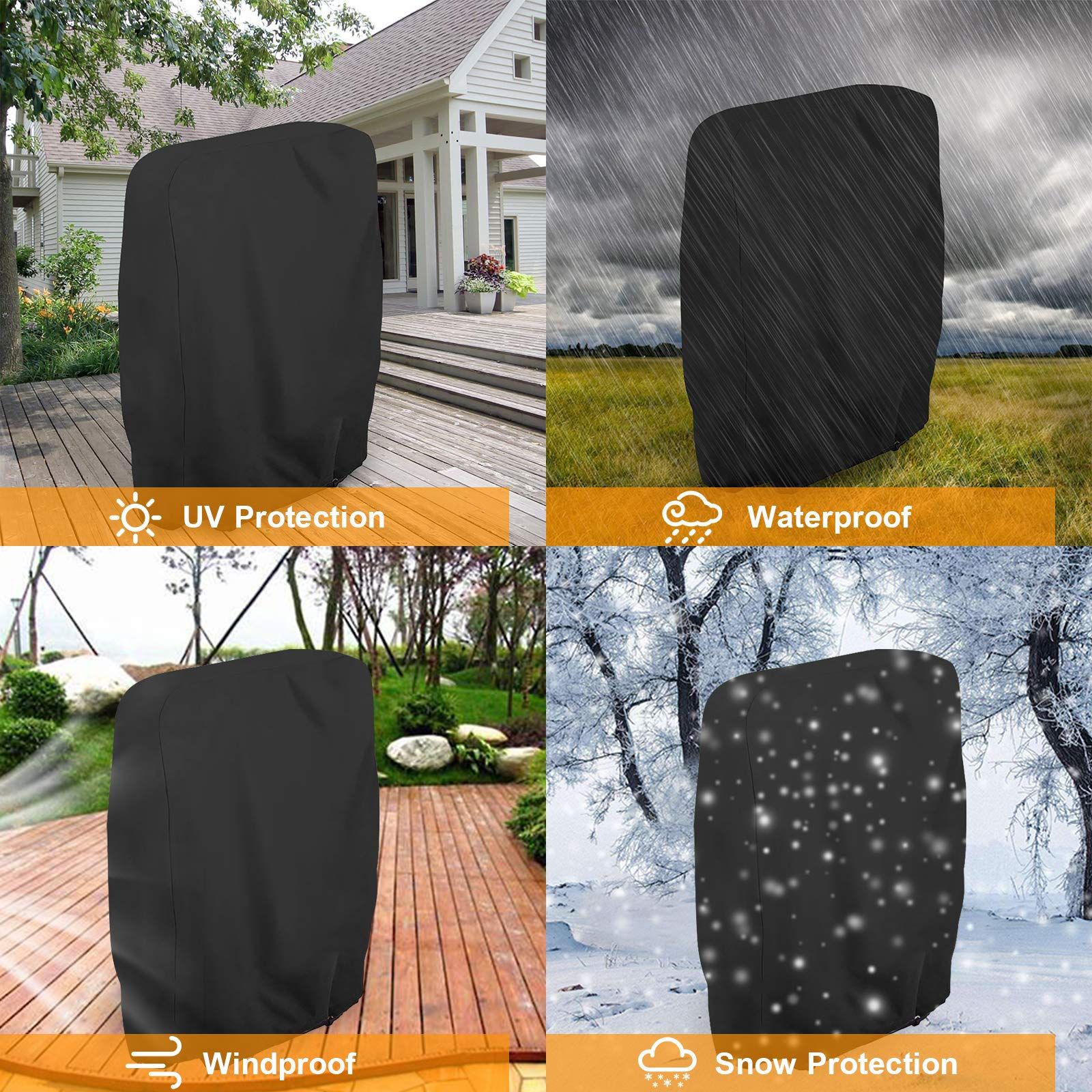 Outdoor Furniture Cover Waterproof 2PCS, Dustproof Anti Gravity Chair Cover with Storage Bag, 28" W x 13" D x 43" H, Black — image 5