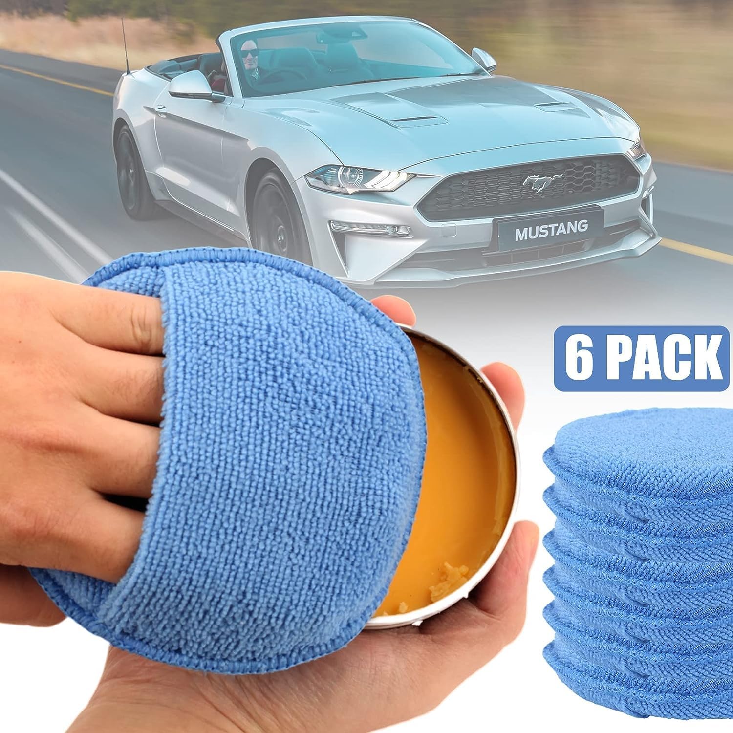 Microfiber Wax Applicator Pads, Car Wax Applicator with Finger Pocket, Buffing & Detail Polishing Foam Pads for Car Cleaning and Fine Polishing (5 inch, 6 — image 6