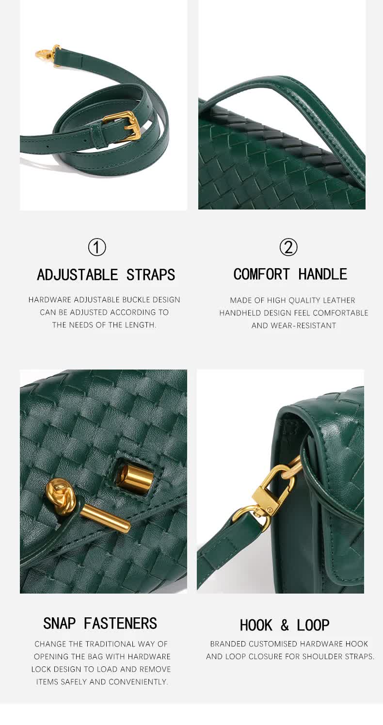 Black Luxury Woven PU Leather Clutch - Elegant Women's Evening Baguette Bag with Adjustable Shoulder Strap โ image 2