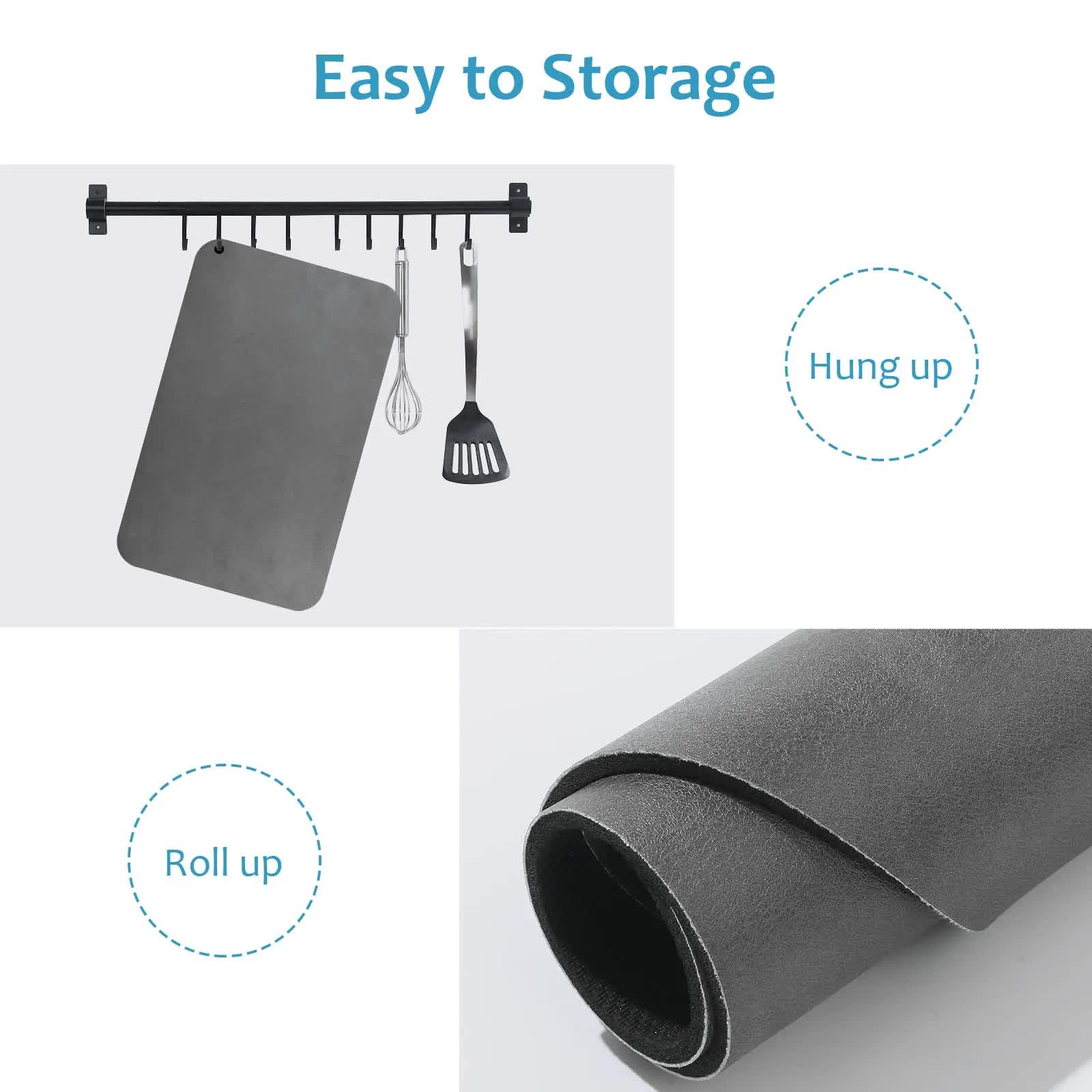 Silver Waterproof Quick-Dry Kitchen Mat - Non-Slip Rubber Base, Absorbent Technology Fabric, 4mm Thick — image 5