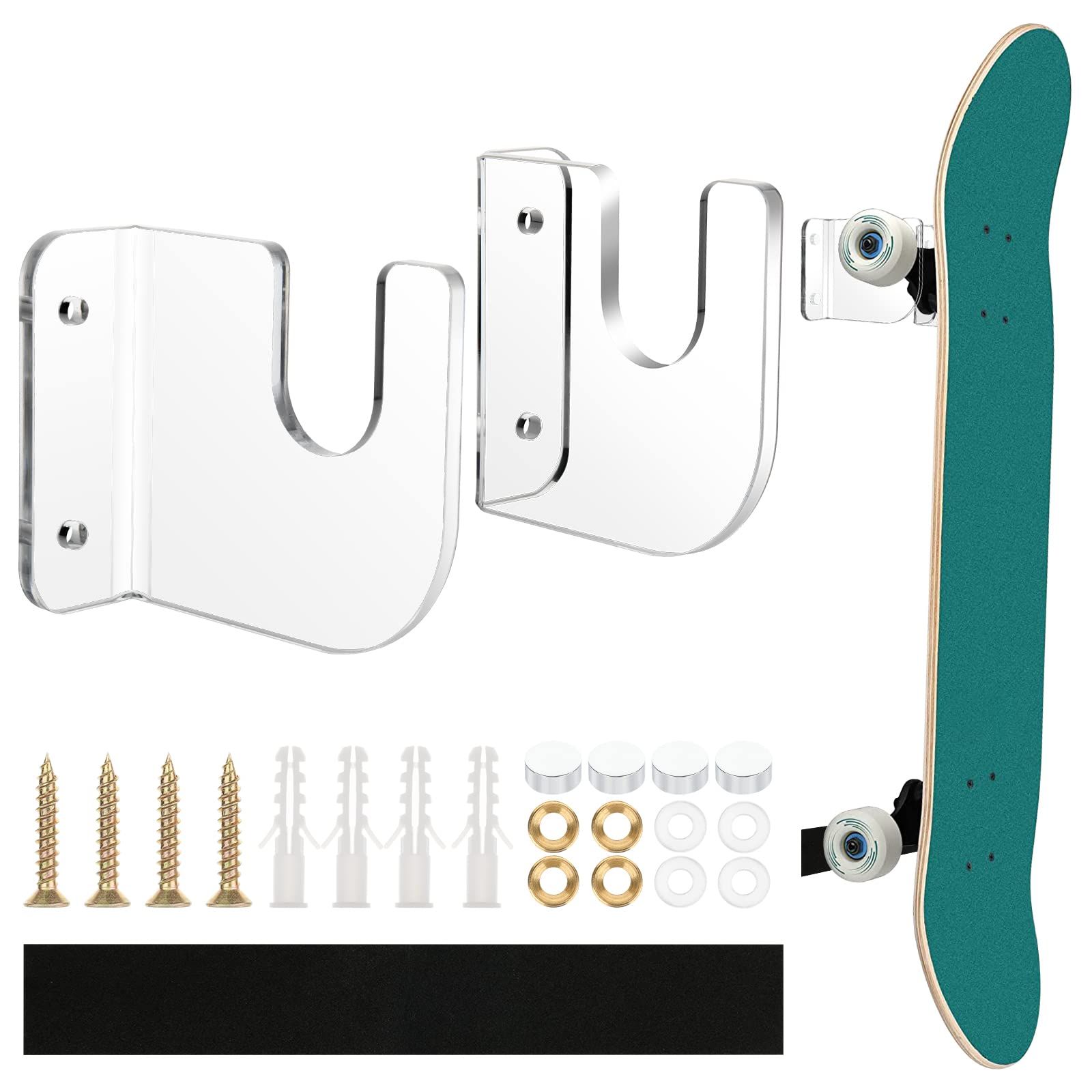 Acrylic Skateboard Wall Mount Skateboard Wall Hanger Rack Skateboard Display Holder Stand for Skateboarding Storage,Skateboard