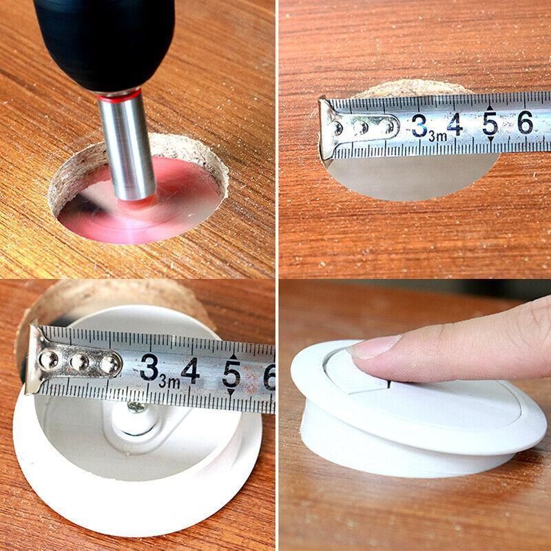 Desk Grommet Cable Hole Covers 50mm Wire Tidy Port for Table Surface 12pcs Set - White-12PCS — image 5