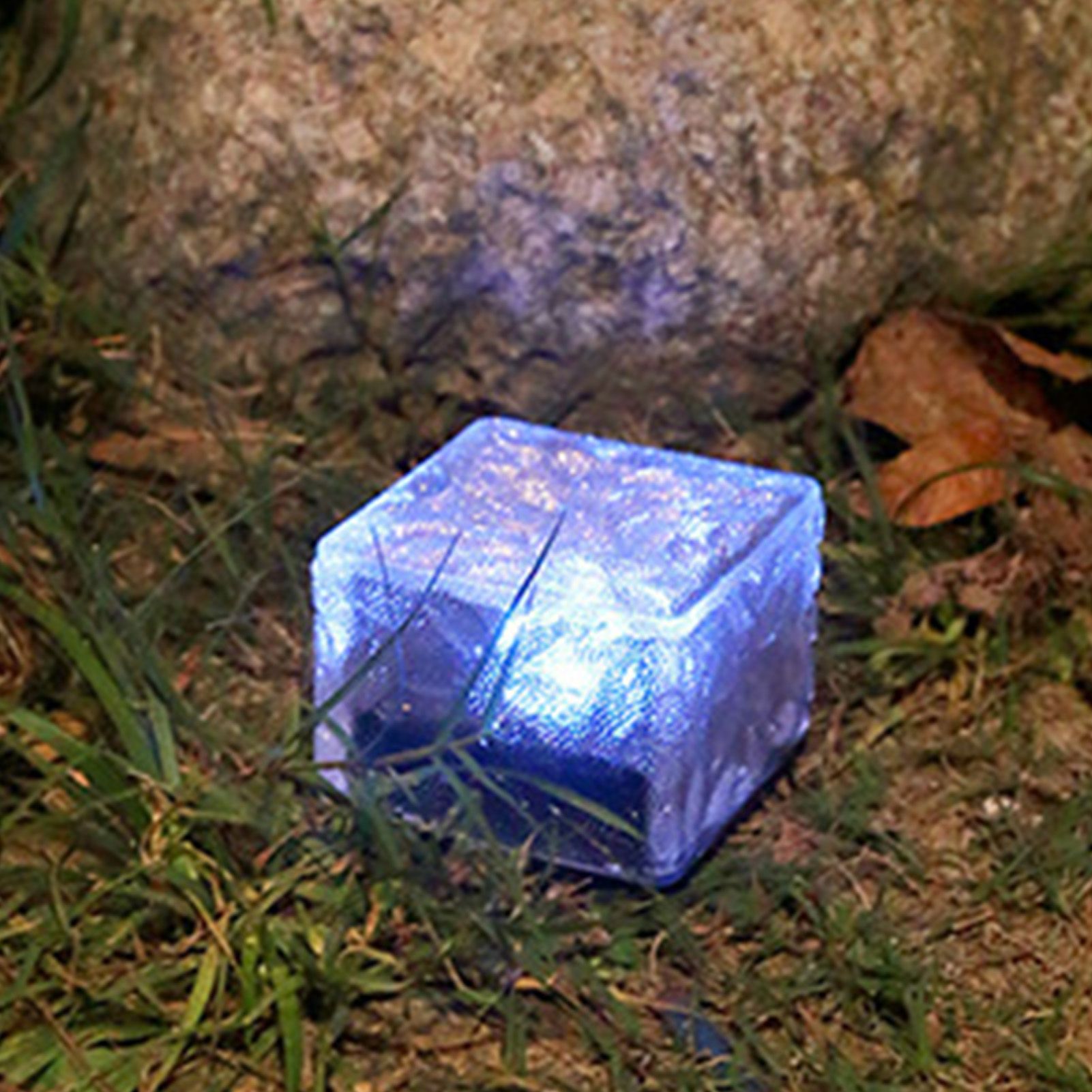 Solar Glass Brick Light ABS LED Waterproof In Ground Buried Ice Brick Landscape Lamp for Outdoor Yard Garden Lawn Blue Light — image 5