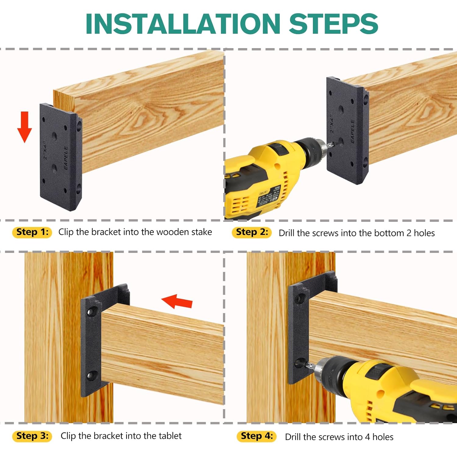 20pcs Deck Railing Brackets Connectors for 2 × 4 Railing Wood Post with 120pcs Wood Screws — image 3