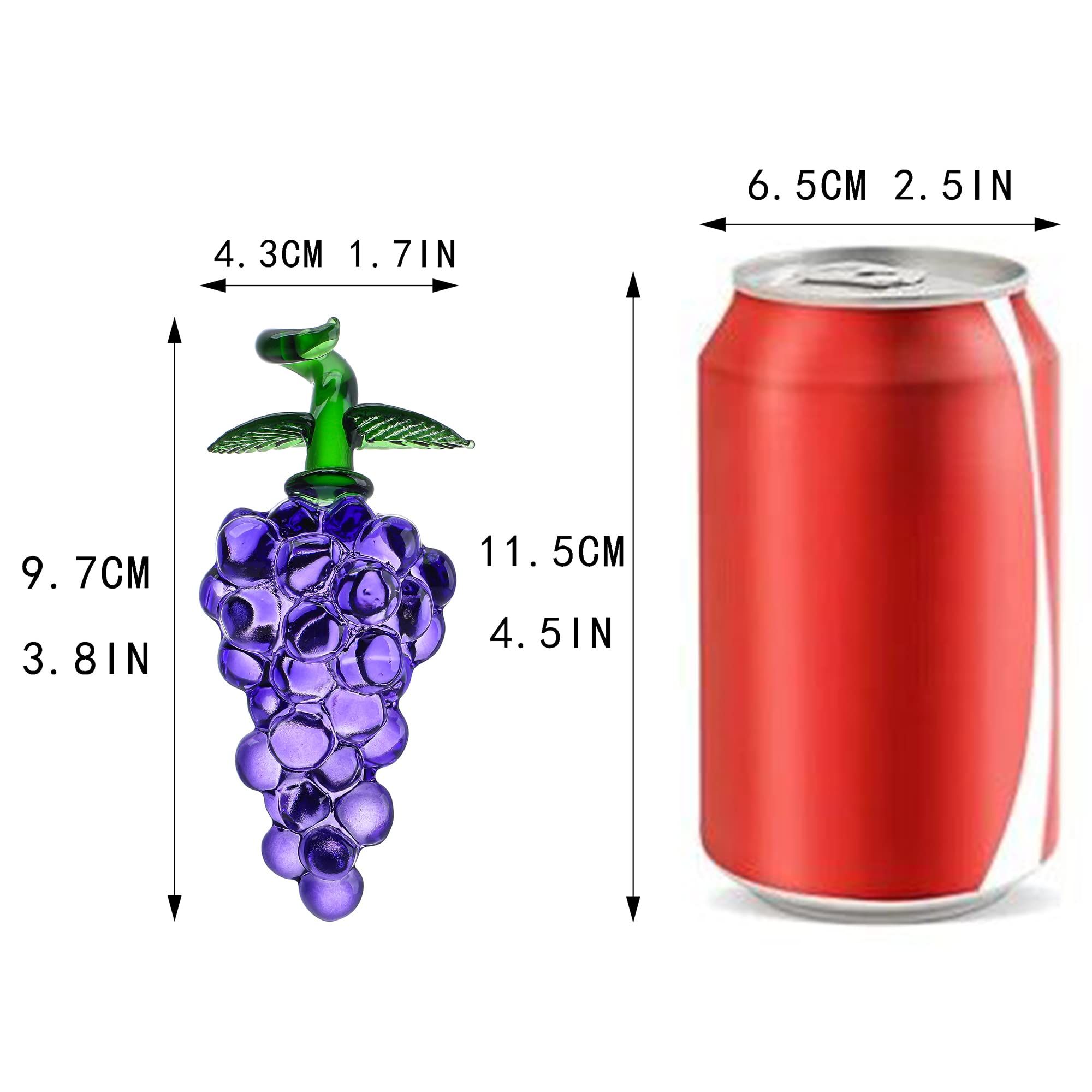 Handmade Glass Purple Grape Figurine Collectibles Crystal Fruit Ornament Decoration Art Glass Grape Miniature for Home Office — image 3