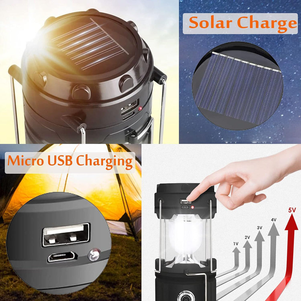 LED Camping Lamp Solar Powered Rechargeable USB Torch Waterproof Emergency Light Lantern โ image 5