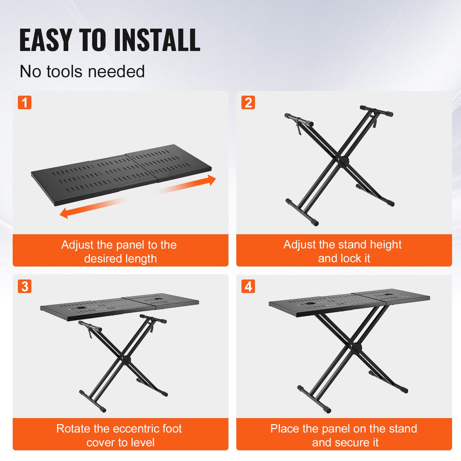 DJ Table Stand, (820-1095)x465 mm Portable DJ Laptop and Controller Stand, Lightweight DJ Desk DJ Booth Adjustable Height DJ Stand, Foldable Double-X Keyboard โ image 4