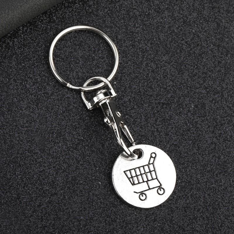 4pcs Trolley Token Keychain Supermarket Shopping Cart Metal Key Ring Trolley Token Coin Keychain Pendant Purse — image 3