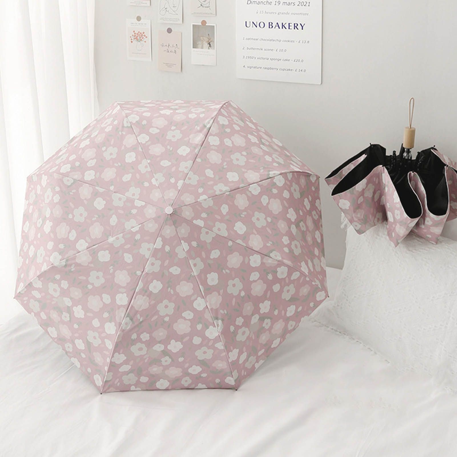 Automatic Umbrella Small Flower Style Umbrella Sunshade UV Protection Folding Umbrella Sun Rain Waterproof Umbrella — image 5
