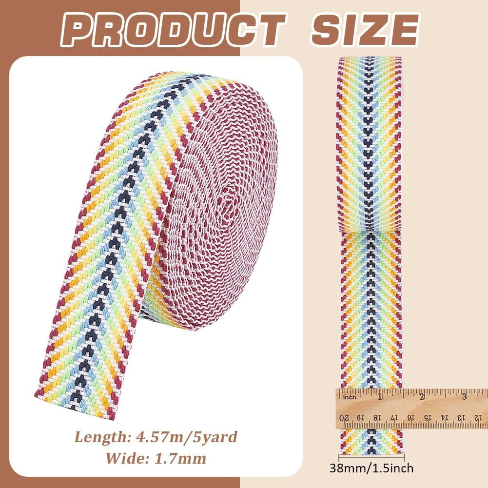5 Yards Polycotton Jacquard Arrow Ribbon Clothes Accessories Olive 1-1/2 inch(38mm) — image 2