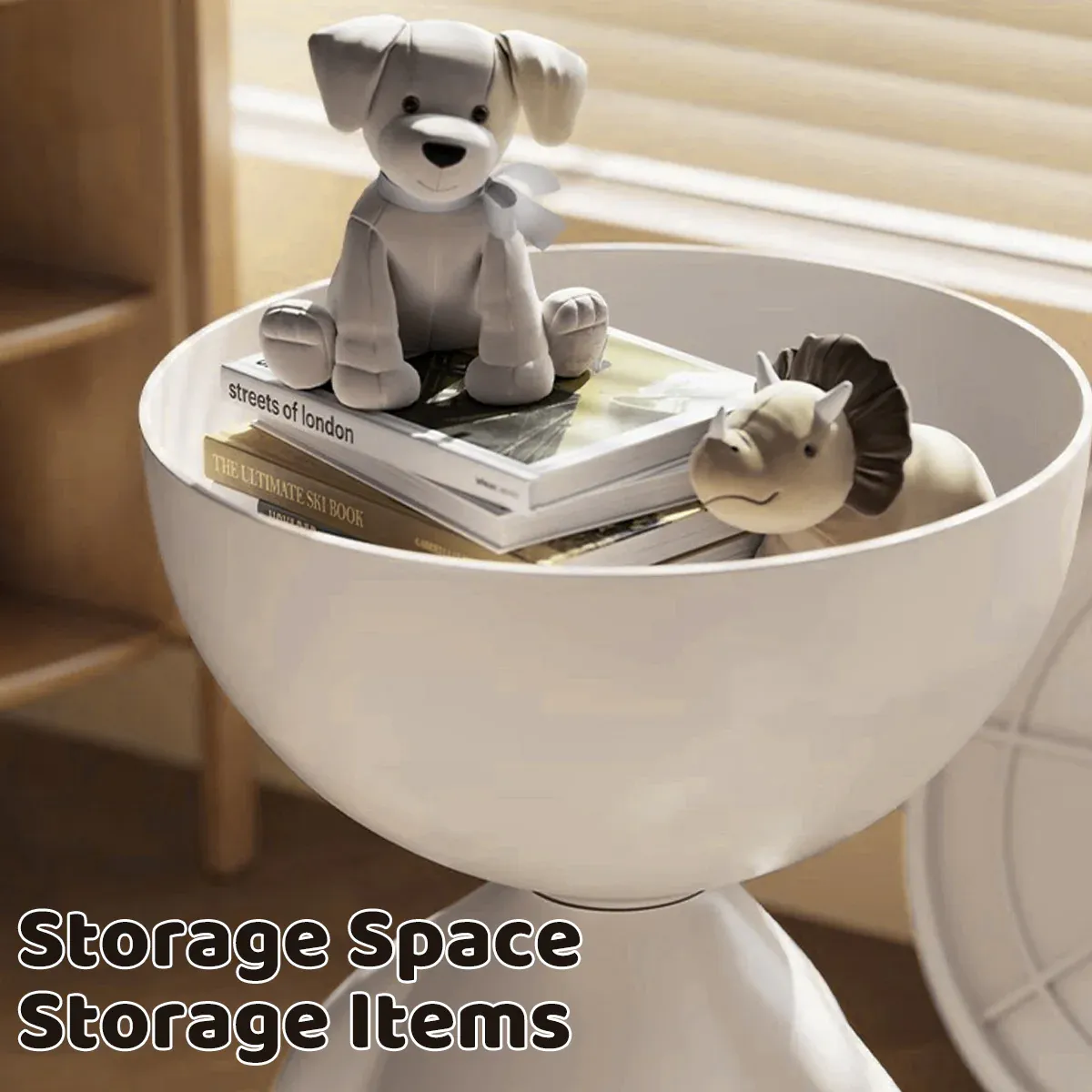 Plastic Bedside Table Sofa End Table Storage Rack Movable Coffee Table Mini Bear — image 6