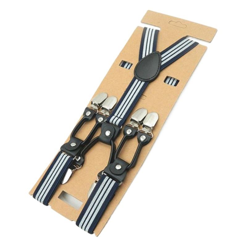 Unisex Y Shaped Suspenders 6 Clips 2.5cm Polyester Blue — image 2
