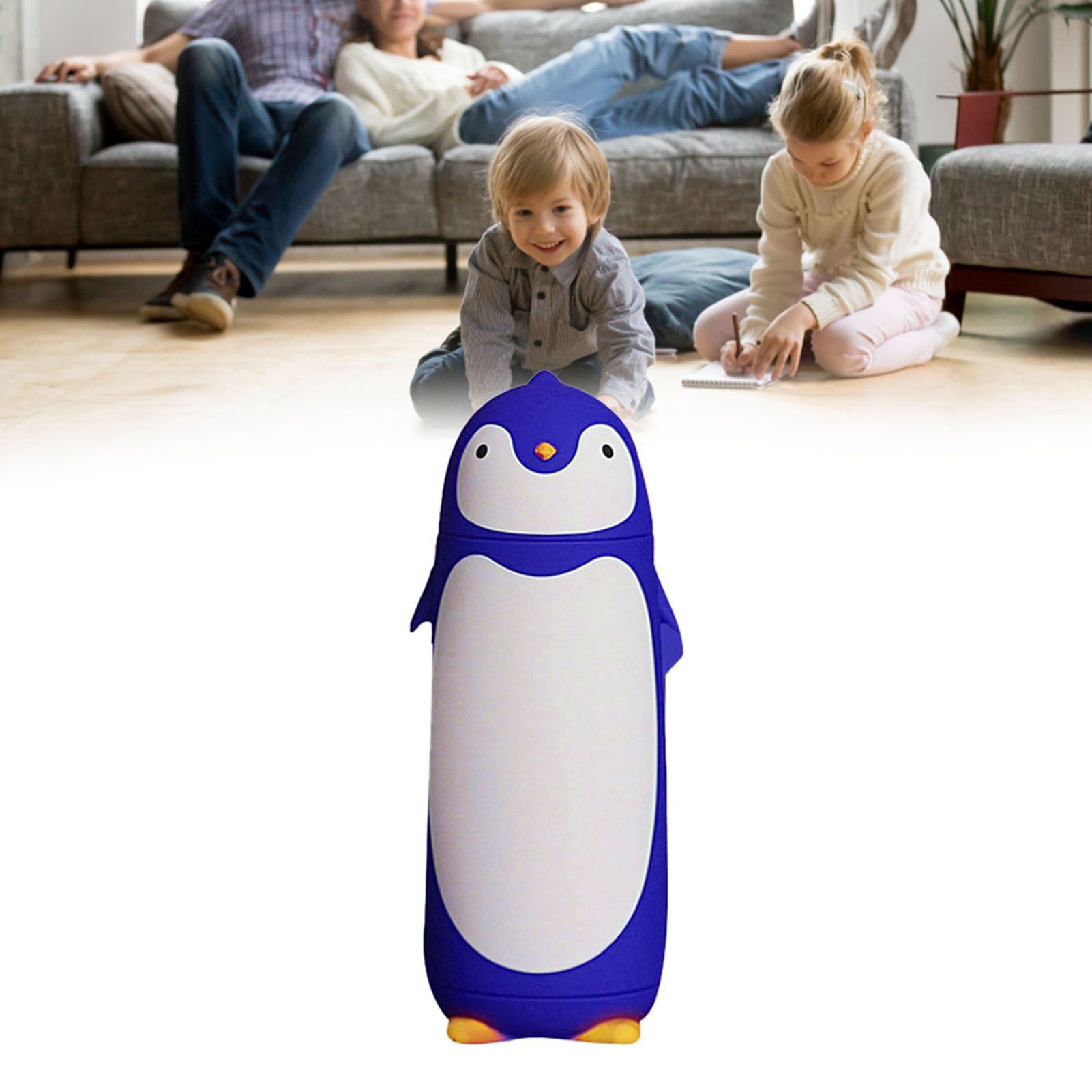 Water Bottle Penguin Design Heat Insulation 300ml Portable Water Cup for Outdoor Blue — image 5