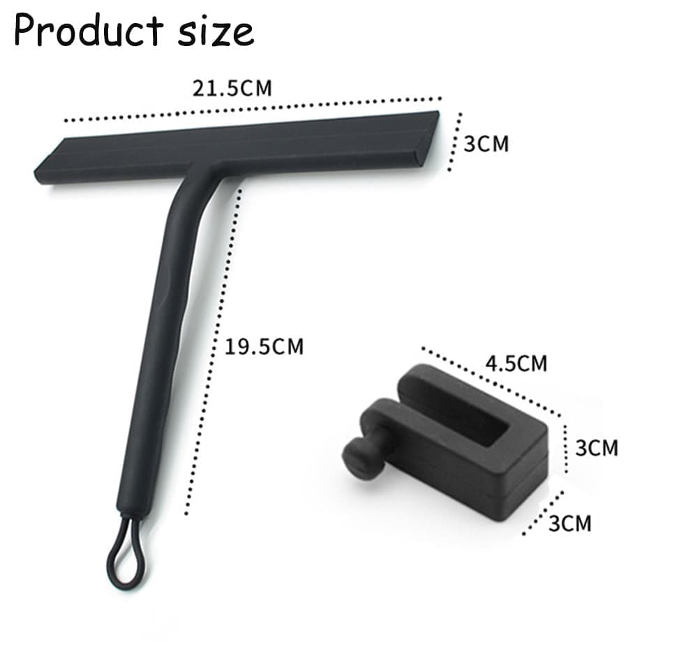Silicone shower scraper for windows shower doors and car windows, with hook, white — image 3