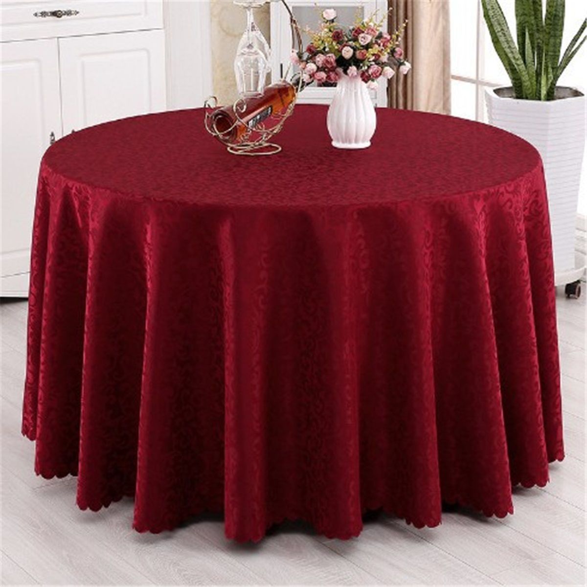 Home Fashions Waterproof, Stain & Wrinkle Resistant Fabric Tablecloth, 70" /1.8M Round, burgundy โ image 4