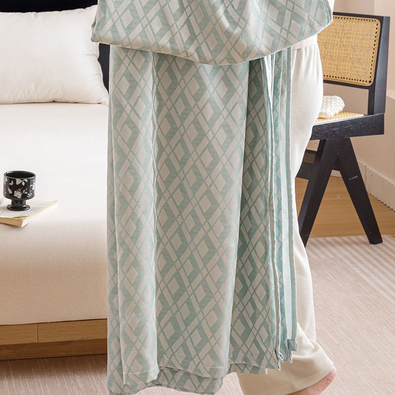 Blue Diamond Pattern Bamboo Fiber Summer Cooling Blanket 200×230cm for Bed Sofa Air Conditioned Room Lightweight Breathable Gauze Coverlet — image 4