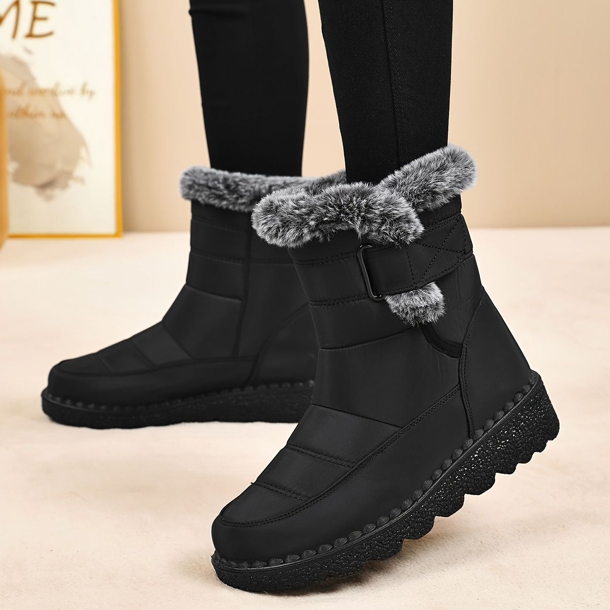 Women's Faux-Fur Trimmed Snow Boots - Coffee - Size 12(AU12/EU40) โ image 2