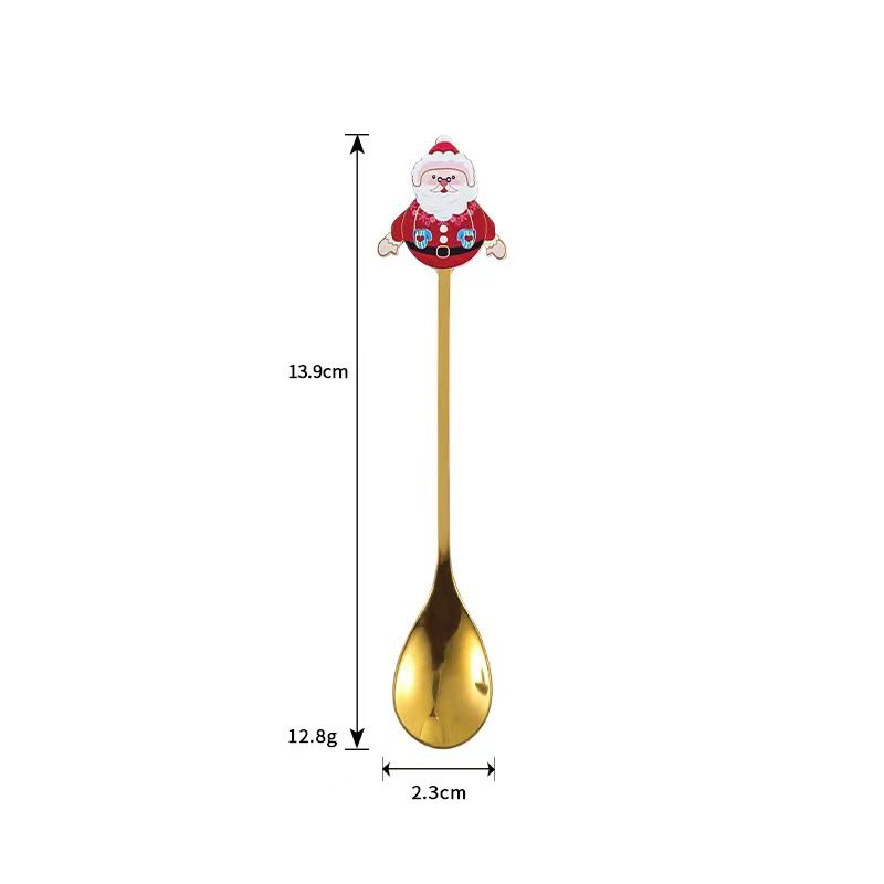 4 Pack Gold Christmas Coffee Spoons, 304 Stainless Steel Dessert and Tea Spoon Set for Holiday Table Settings — image 2