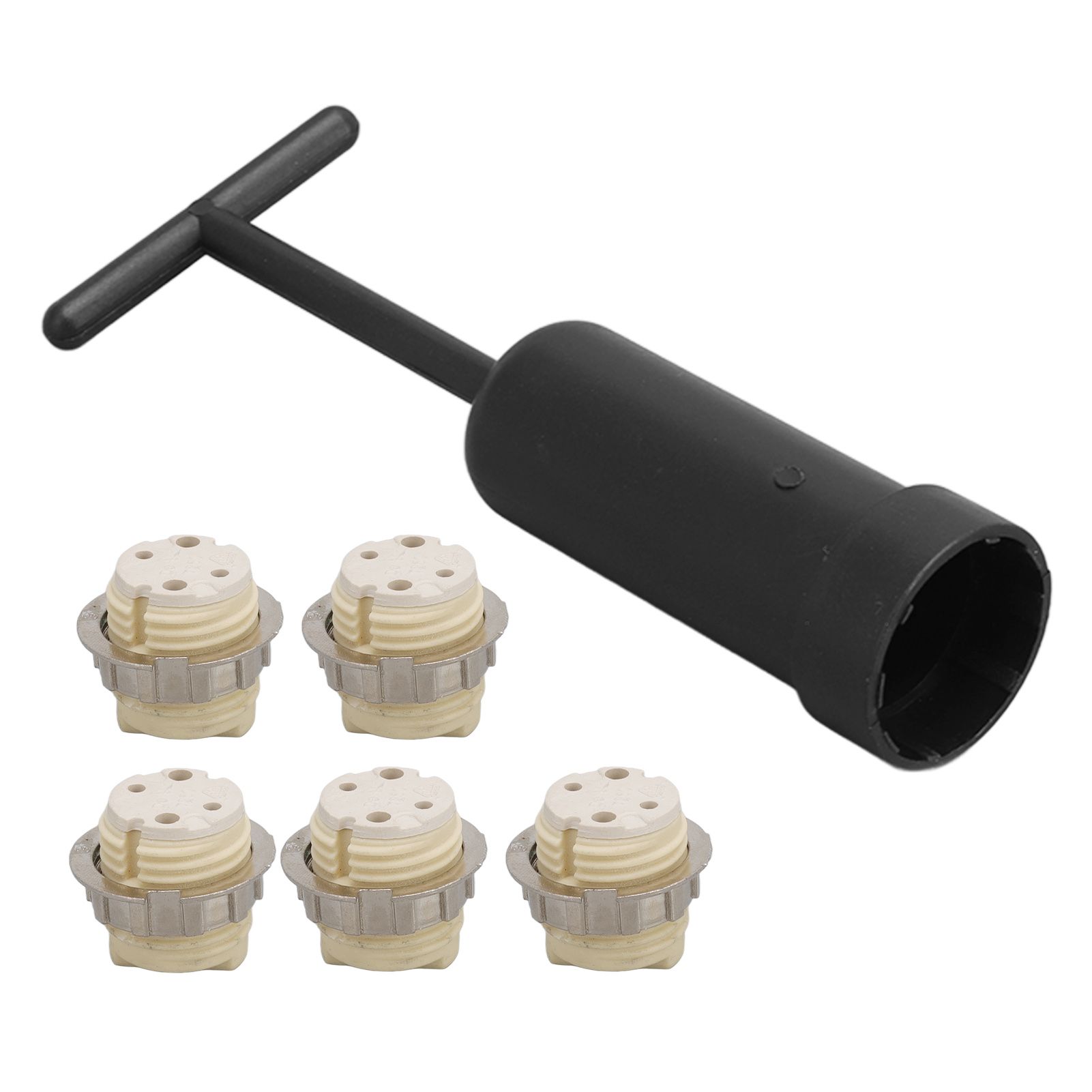 5Pcs G9 Ceramic Lamp Holder Temperature Resistance Zinc Alloy Ring Light Bulb Base Socket with Socket Ring Removal Tool โ image 3
