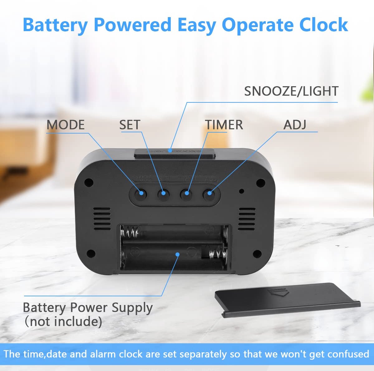 Wekker Digital Alarm Clock - Children's Clock - Wekker Children's Alarm Clock - Travel Alarm Clock - LED Display Clock - Adjustable 12/24 Hour Snooze Function — image 6