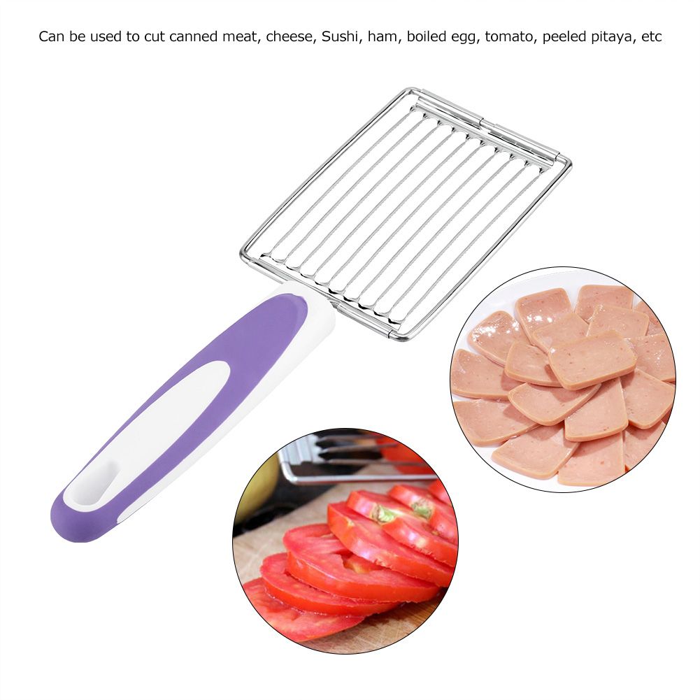 Stainless Steel Luncheon Meat Cutter Ham Fruit Tomato Kitchen Soft Food Cutting Tool (Purple) โ image 3