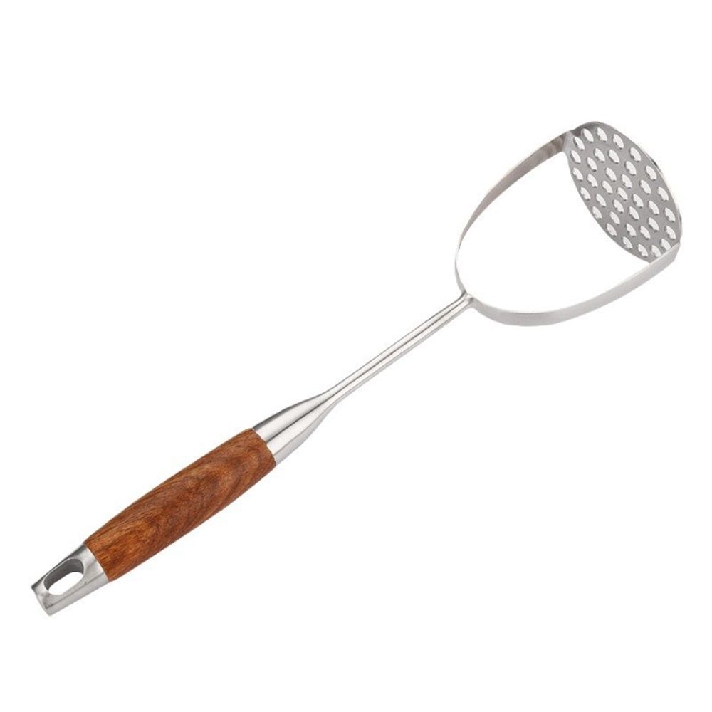Potato Masher Stainless Steel, Manual Mashed Potato Masher,Wooden handle Potatoes Smasher Kitchen Tool for Avocado,Potatoes, Vegetables, 12.6Inch Long handle
