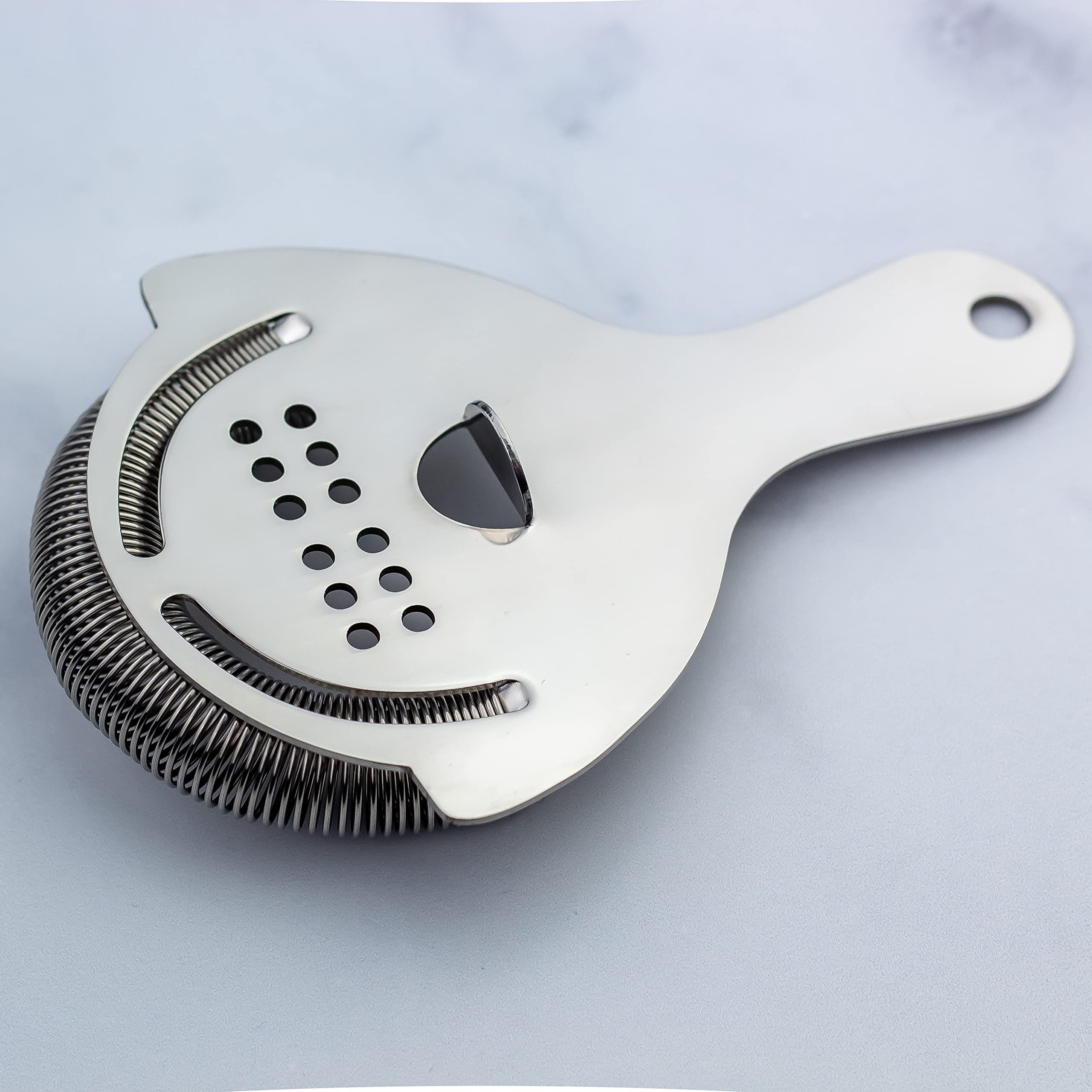 Stainless Steel Cocktail Strainer with High Density Spring | Mirrored Finish - Effortless Straining for Shakers & Mixing Glasses, One Strainer(Large ice — image 2