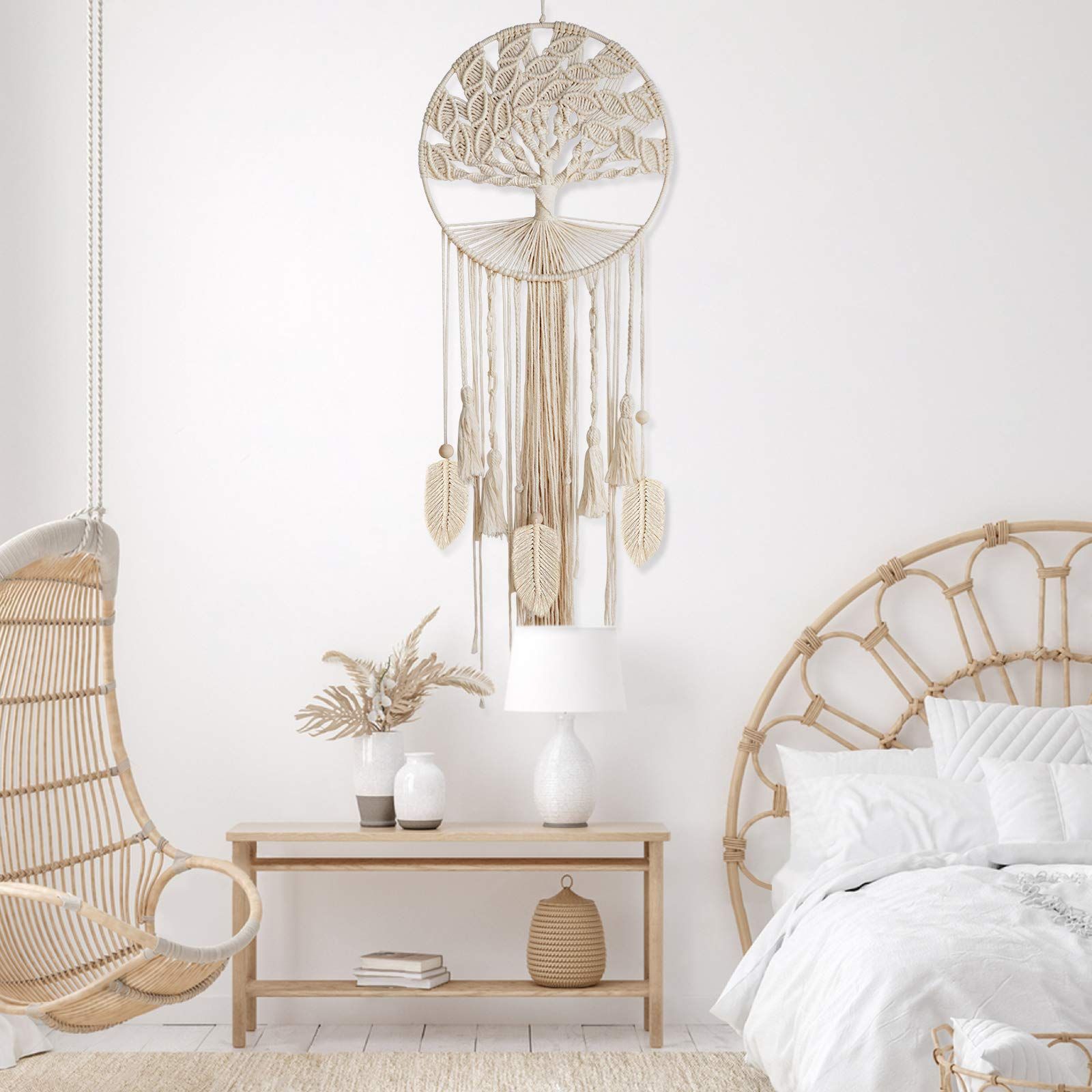 Wall Hanging Large Dreamcatcher Woven Boho Dream Catchers for Home Bedroom Nursery Wedding Decor (Feather) — image 5