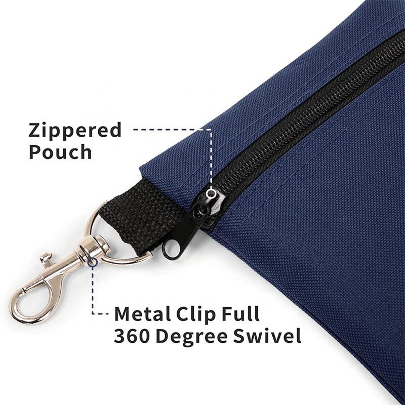 Blue Golf Ball Pouch with Zipper and Metal Clip - Durable Nylon Storage Bag for Balls, Tees and Divot Tools - Portable Waist Accessory Organizer for โ image 4