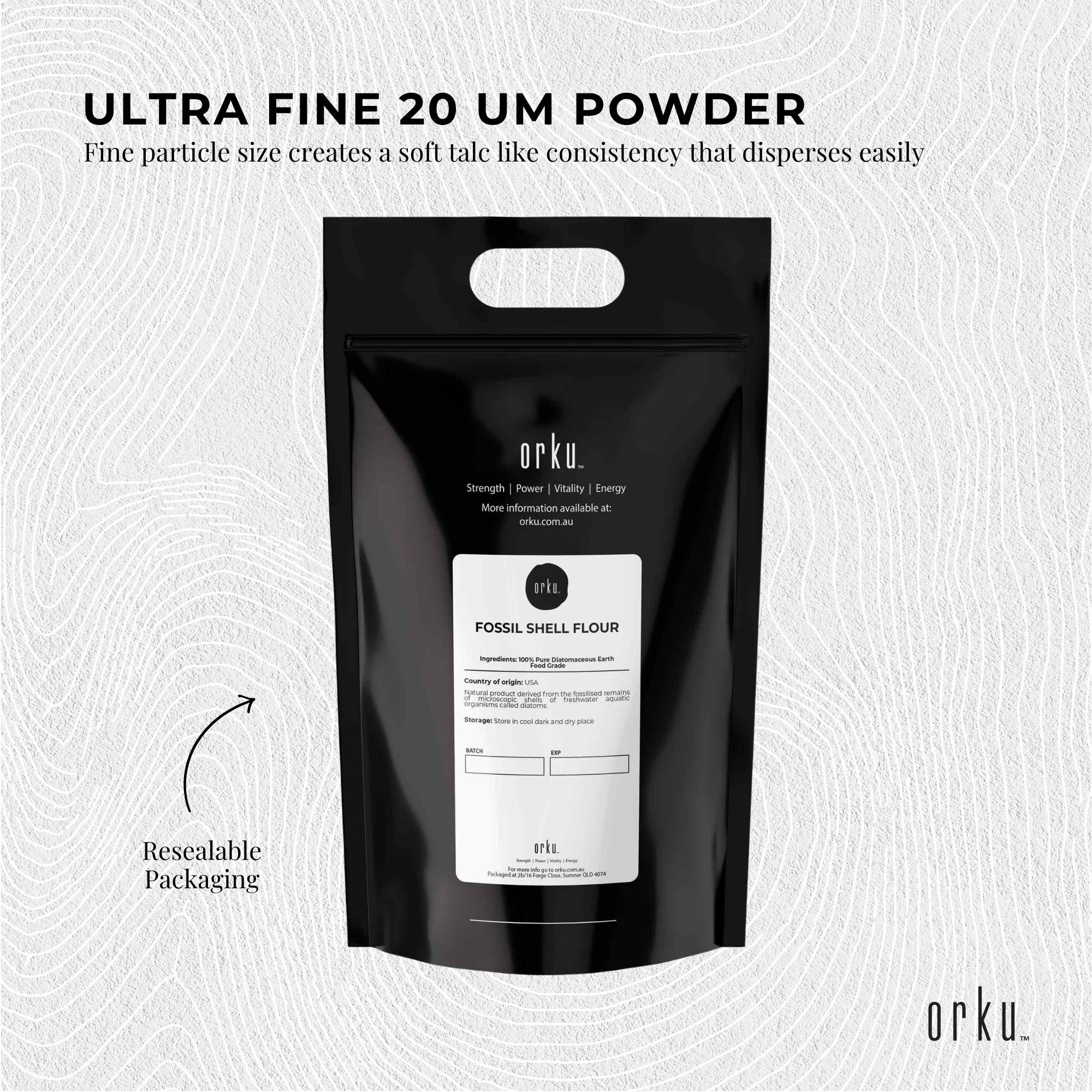 Orku 10Kg Fine Diatomaceous Earth - Food Grade FCC Fossil Shell Flour Powder — image 3