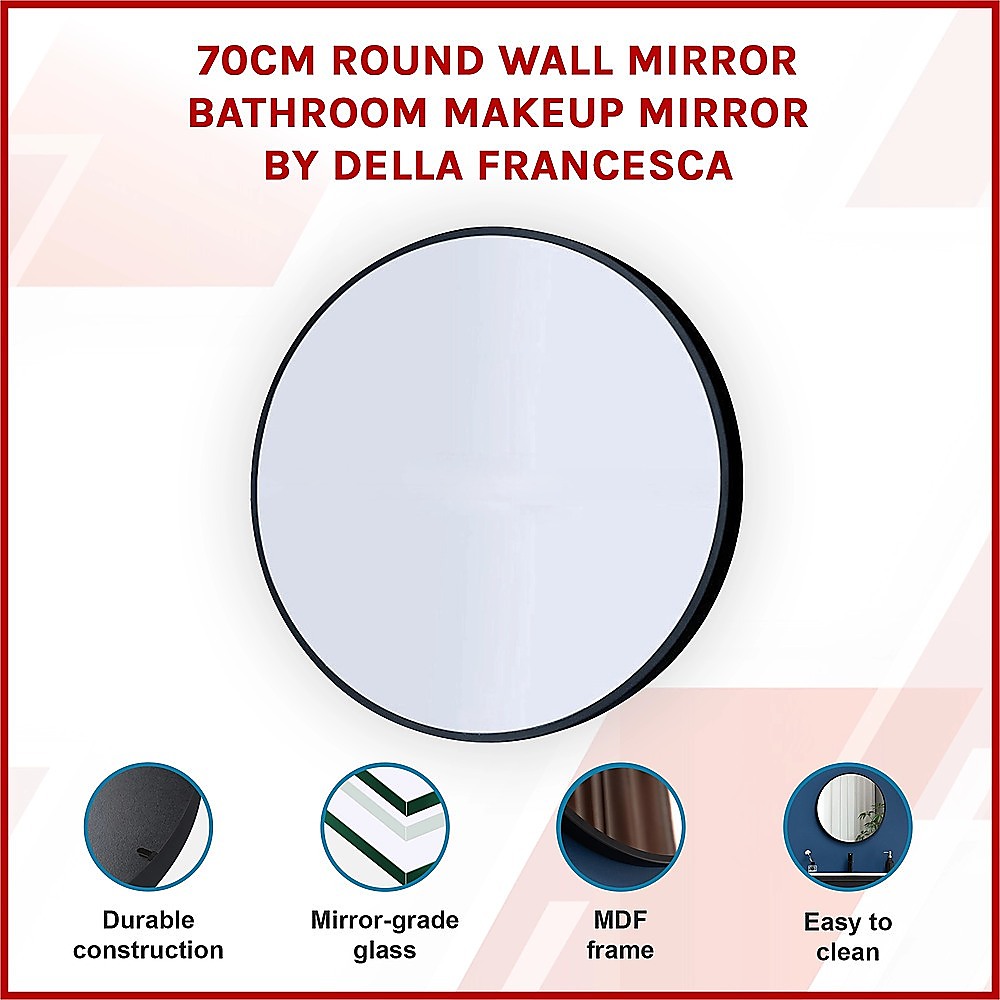 70cm Round Wall Mirror Bathroom Makeup Mirror by Della Francesca โ image 3
