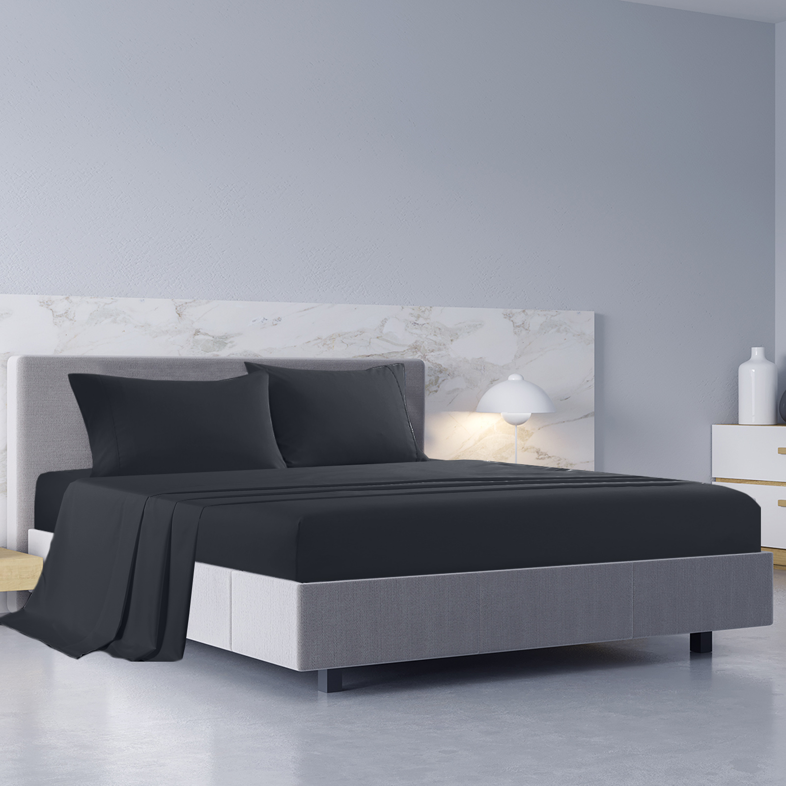 Royal Comfort 1000TC Hotel Grade Bamboo Cotton Sheets Pillowcases Set Ultrasoft - King - Charcoal โ image 2