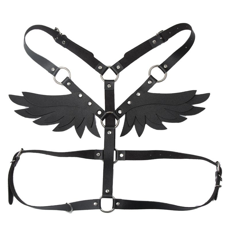 Leather Angel Wings Strap Belt Women Adjustable Rose Red โ image 6