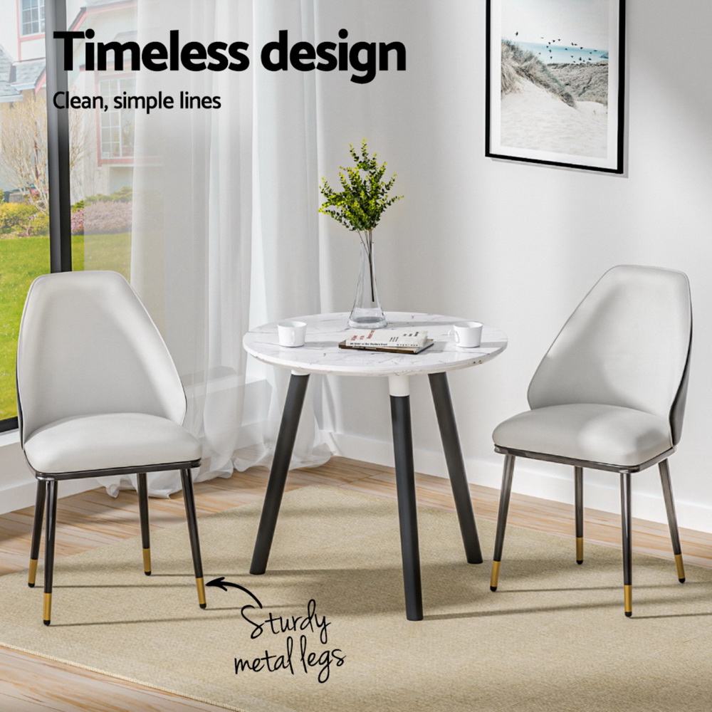 Artiss Dining Chairs Set of 4 Leather Seat Beige and Black โ image 4