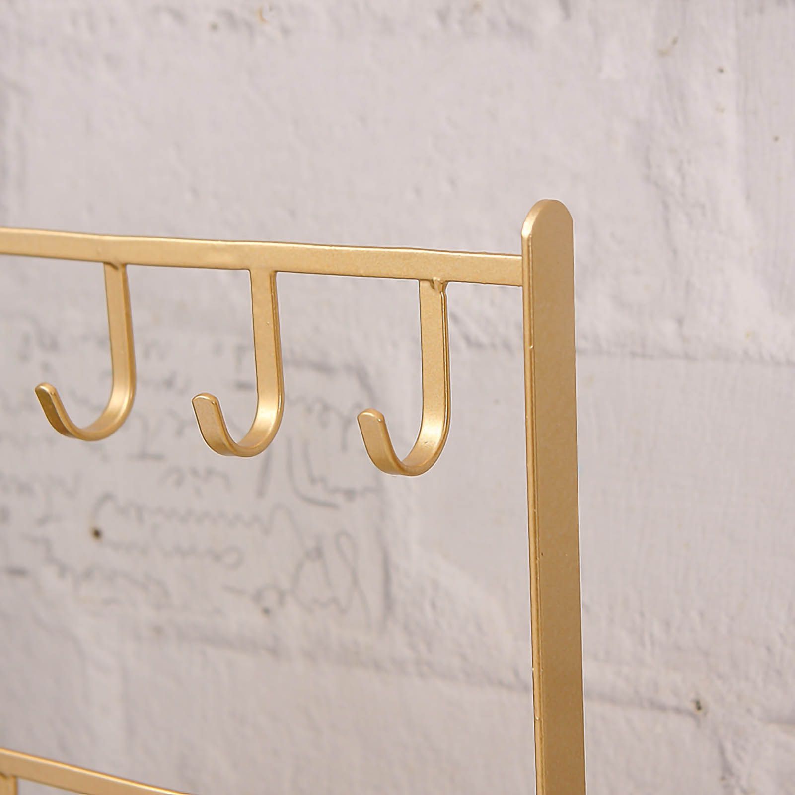 Jewelry Display Organizer Stand Hooks Golden Iron Display Rack for Necklace Hair Accessories Earrings Golden โ image 4