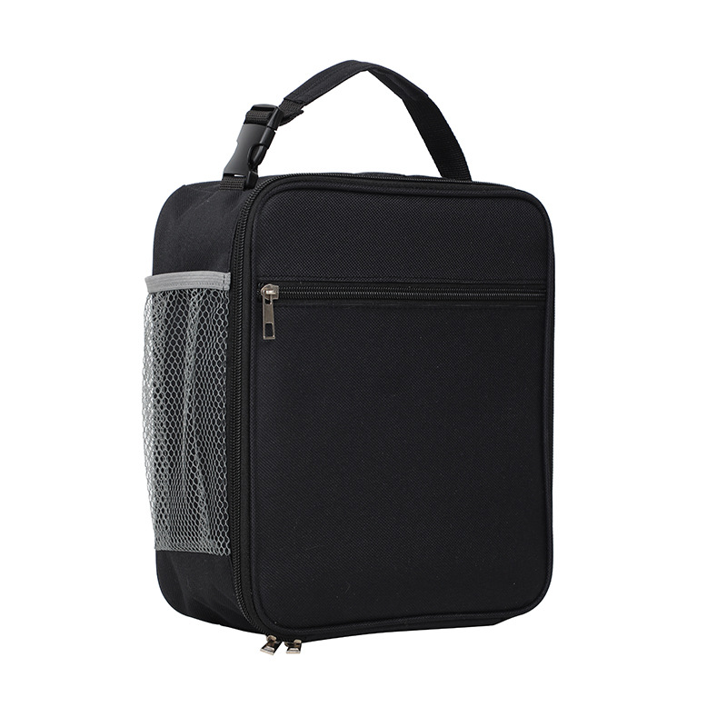 Black Insulated Lunch Bag with Shoulder Strap - Portable & Large Capacity Thermal Bento Tote