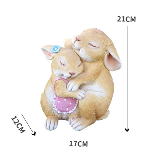 Hug Rabbits Cute Rabbit Resin Garden Ornament - Charming Outdoor Decor โ image 2