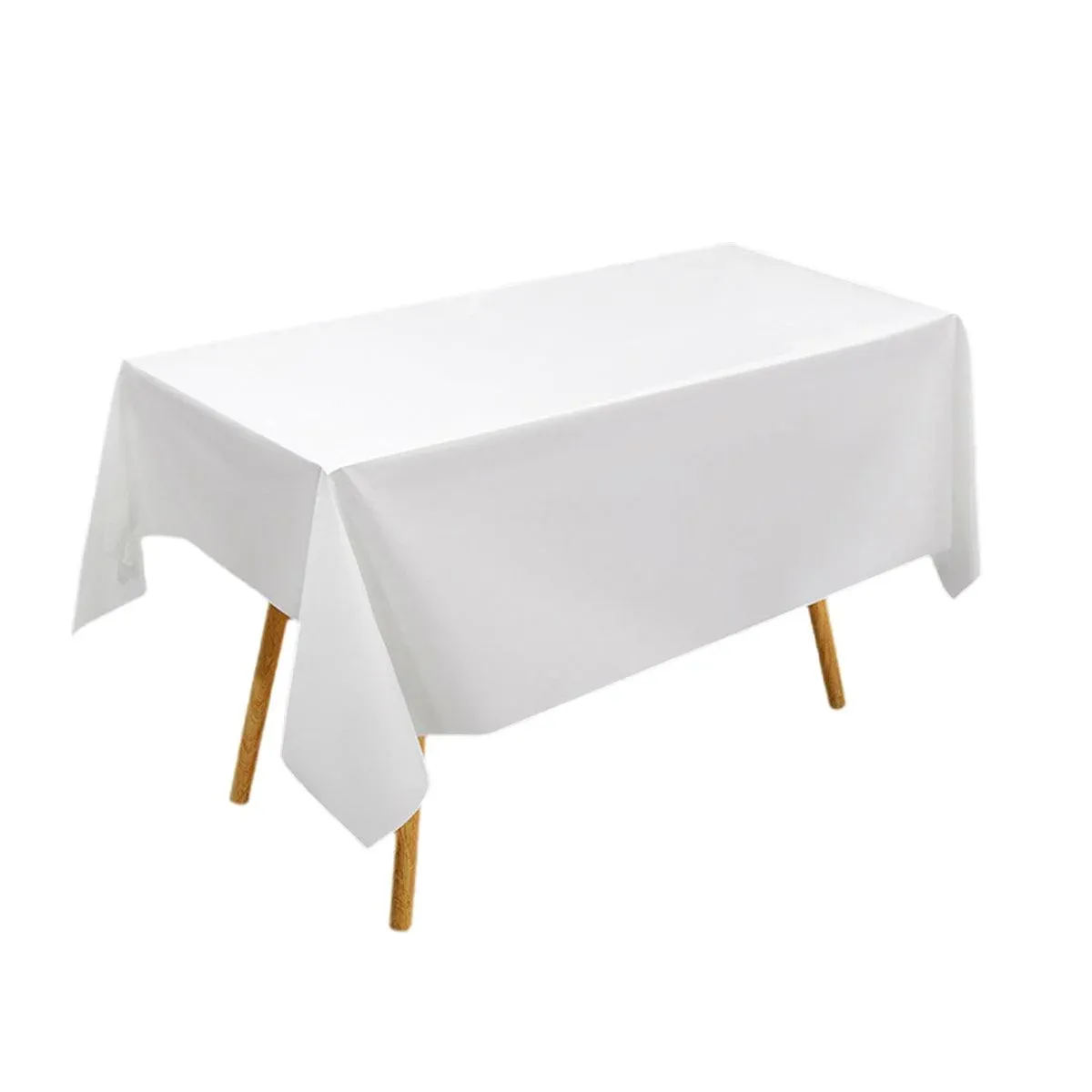 10pcs PEVA Rectangle Tablecloths Solid Colour Waterproof Party Table Covers - White