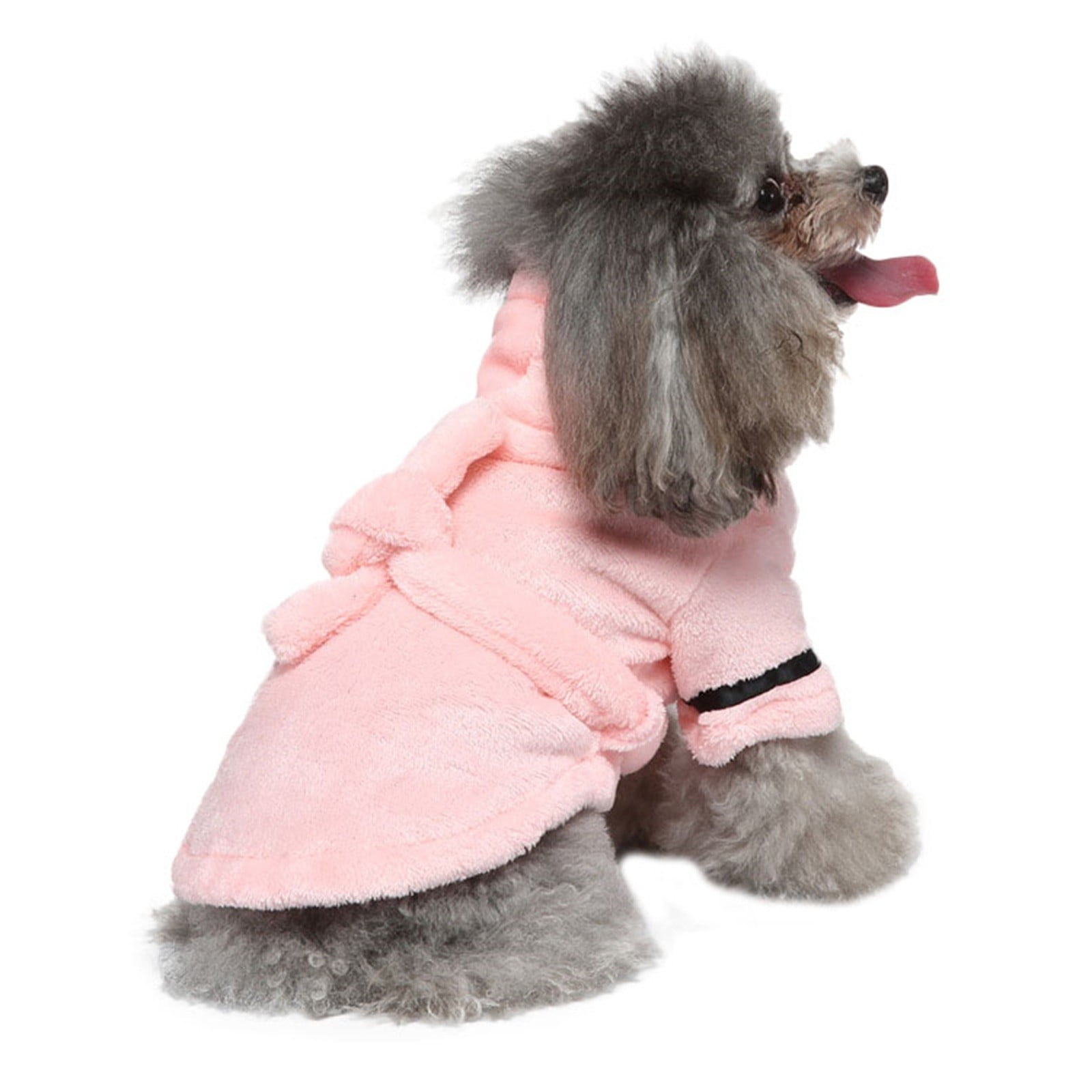 Pet Bathrobes, Pajamas ! Dog Cat Bathrobe Pet Clothes Hotel Bath Towel Pet Bathrobe Nightgown Pajamas (Army Green, L) S Pink — image 2