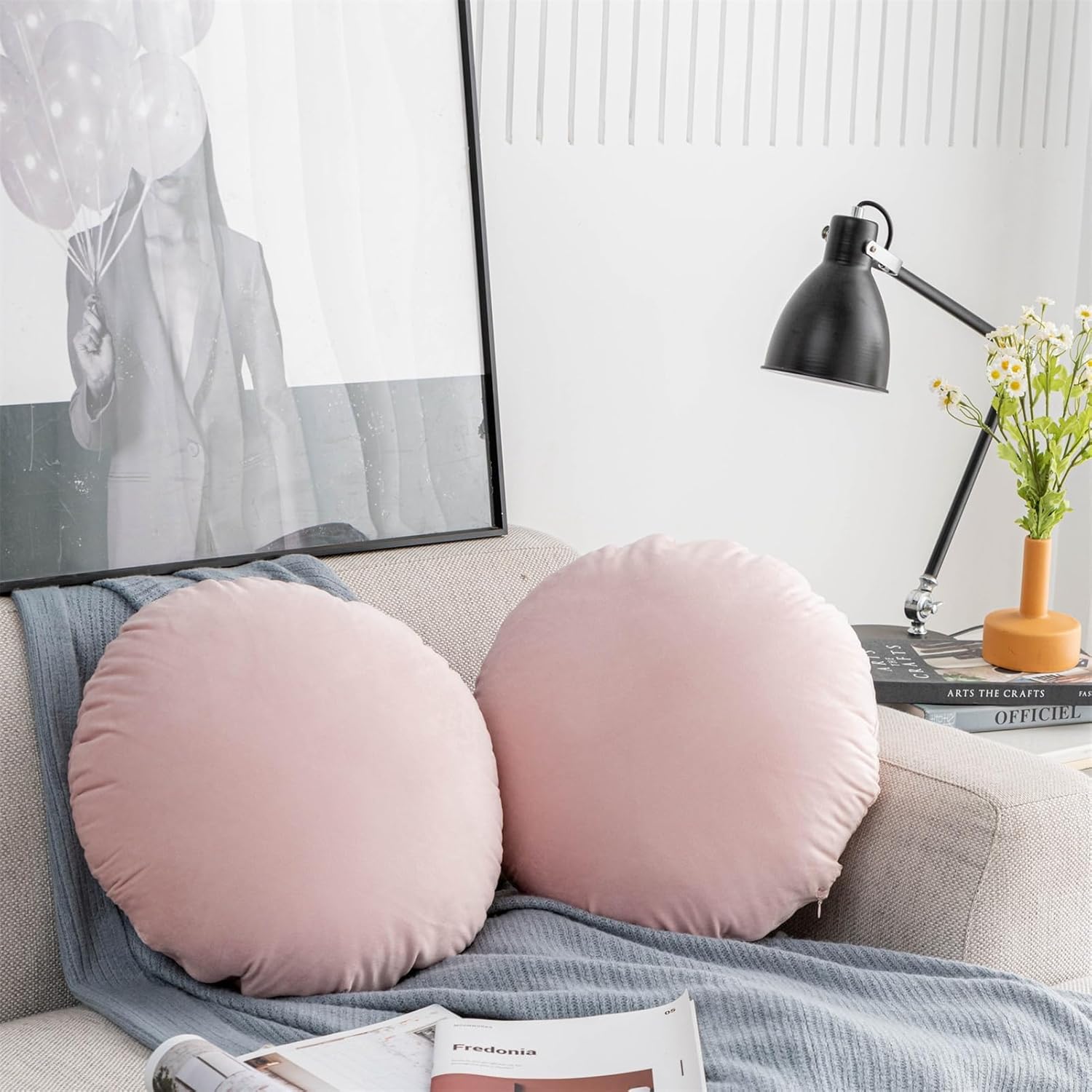 Solid Color Round Throw Pillow Sham, Round Pillow Covers for Home Decoration, Soft Warm Pillow Case (Red) — image 4