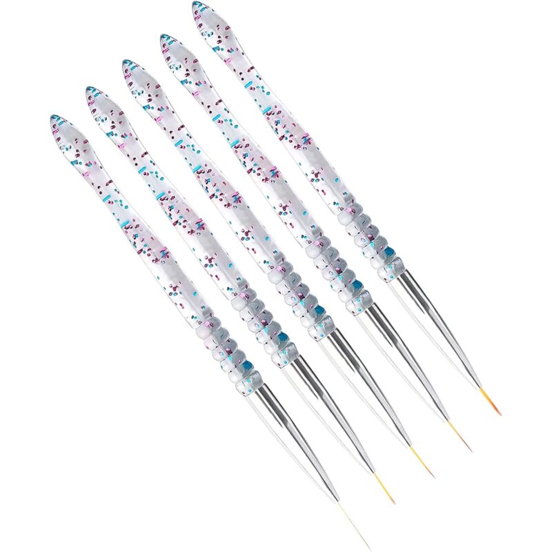5 pcs 7/9/11/15/20Mm Nail Art Brush Set, Acrylic Crystal Liner Brush Nail Art Nylon Brush Head Nail Tools For Diy Design โ image 2