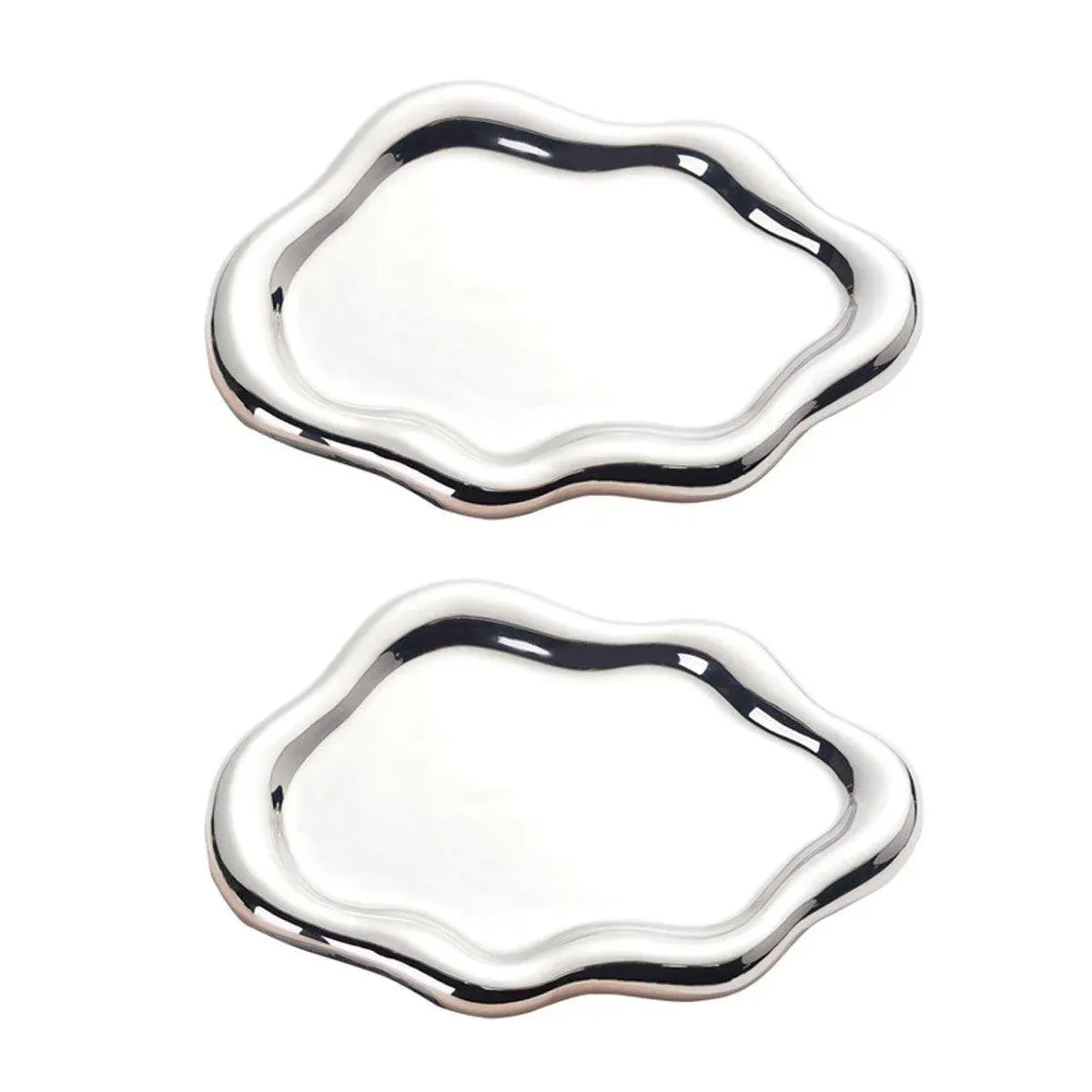 2PCS Luxury Ceramic Jewelry Display Tray Organizer Plate Storage Large Decor — image 2