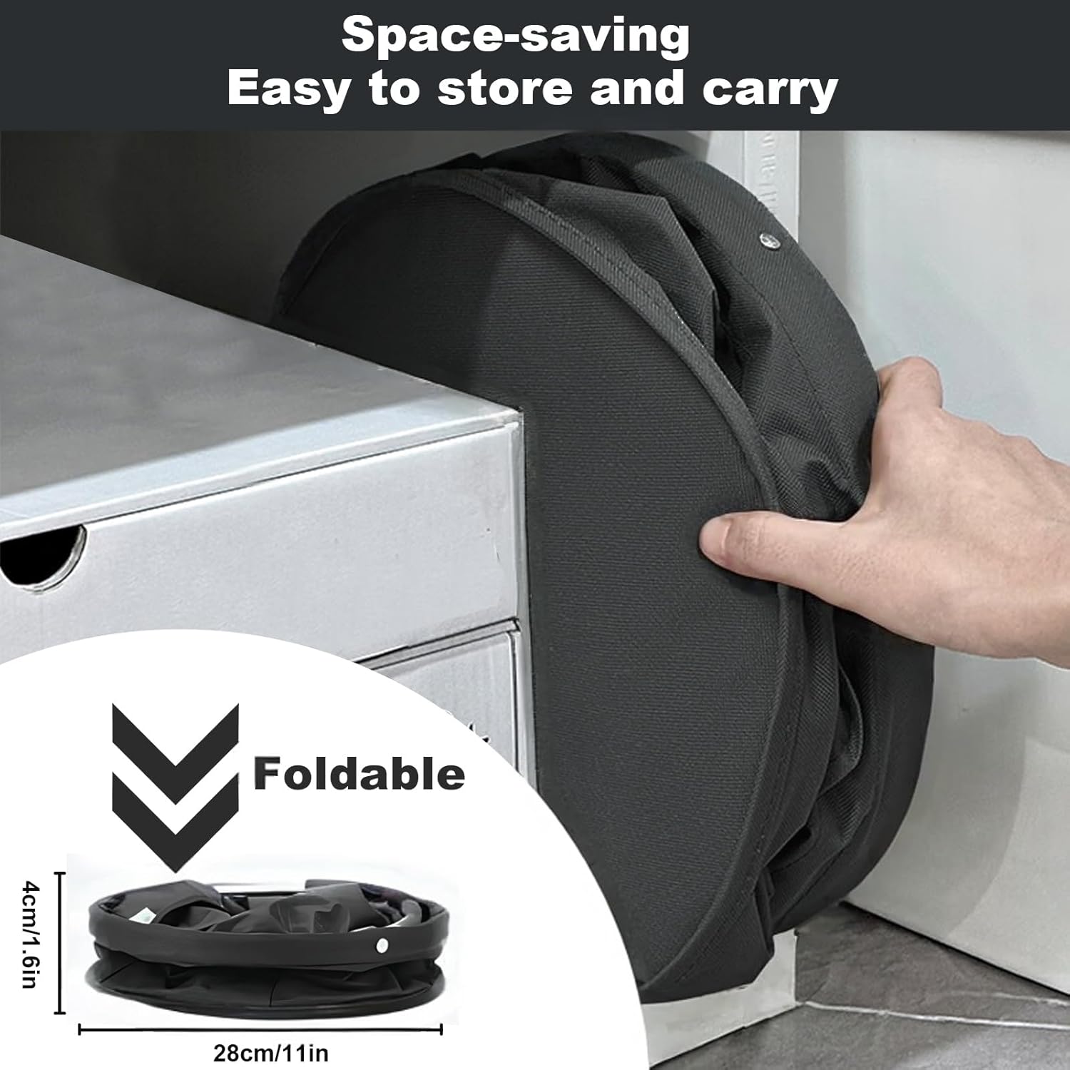 Black Foldable Cleaning Caddy with 6 Outer Pockets: 17L Collapsible Storage Basket for Household, Bathroom, Picnic & Beach – Durable Oxford Cloth Organizer — image 6