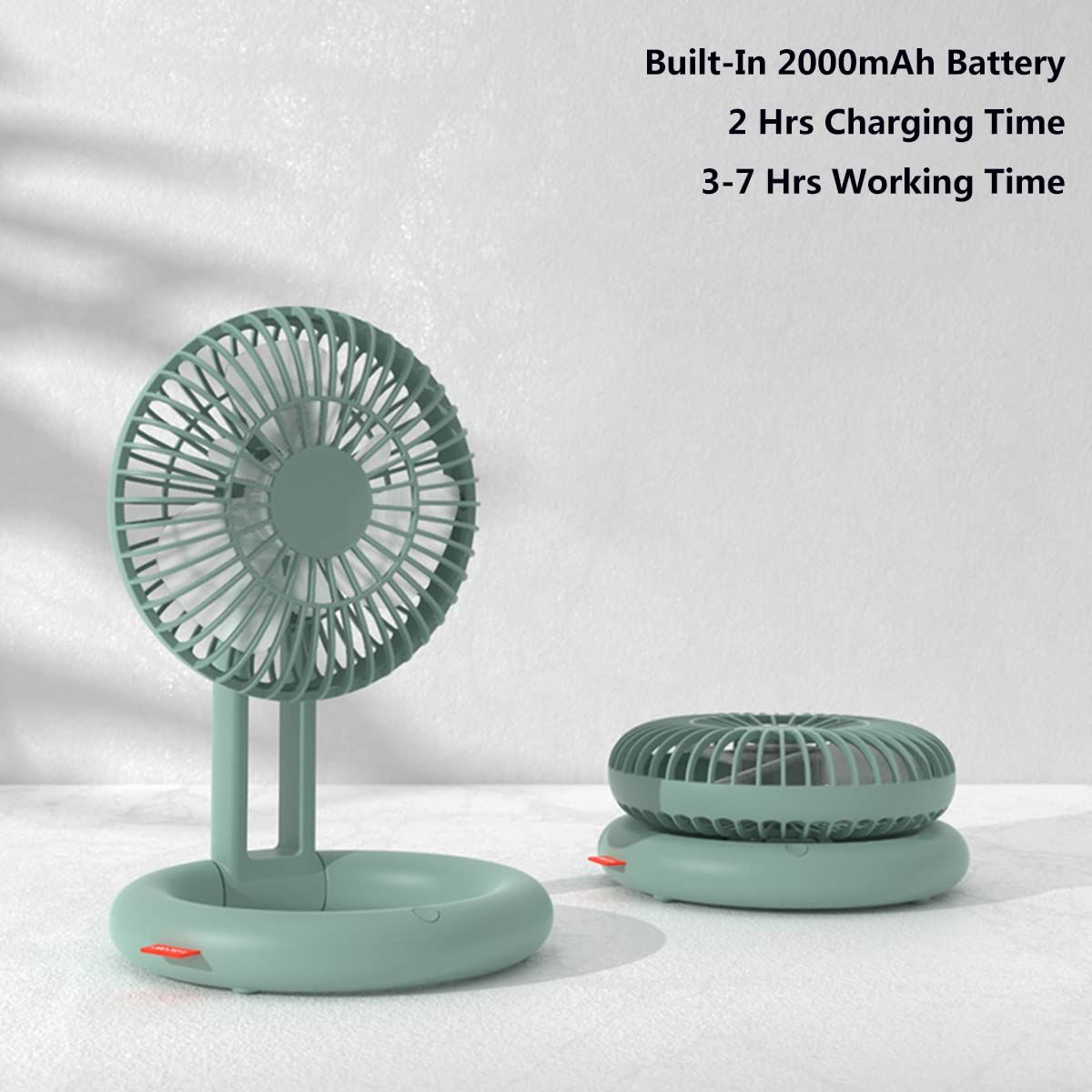 Foldable Desk Fan, USB Rechargeable Ceiling Fan, Automatic Head Shaking, Portable Mini Fan Silent Personal Cooling Table — image 4