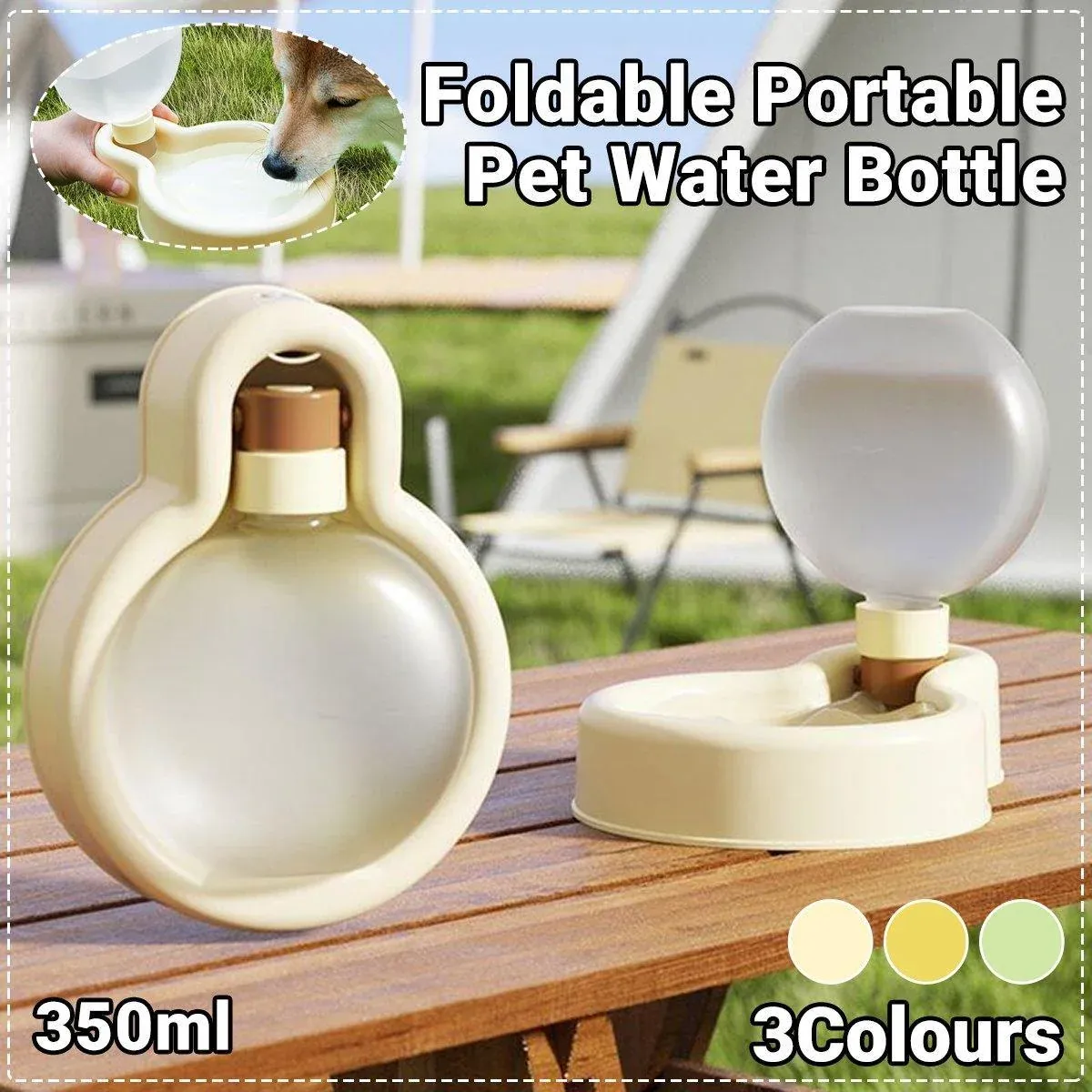 Portable Foldable Pet Water Cup Large Capacity Dog Bowl Puppy Travel Kettle - Yellow โ image 2